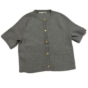 Abercrombie & Fitch Gray Cardigan with Gold Button
